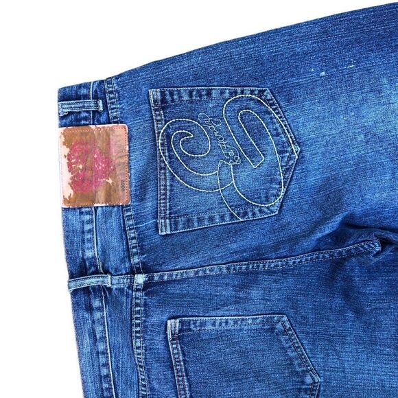 RARE Ed Hardy Embroidered Jeans Size 36 'Panther Claw' Blue - Picture 7 of 8